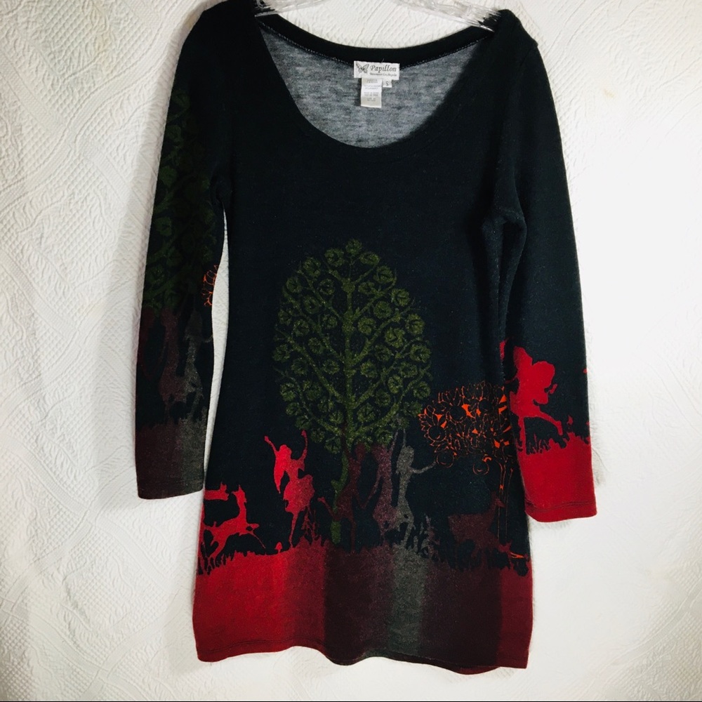 Woman’s Small Papillon Long Sleeve Cotton Dress